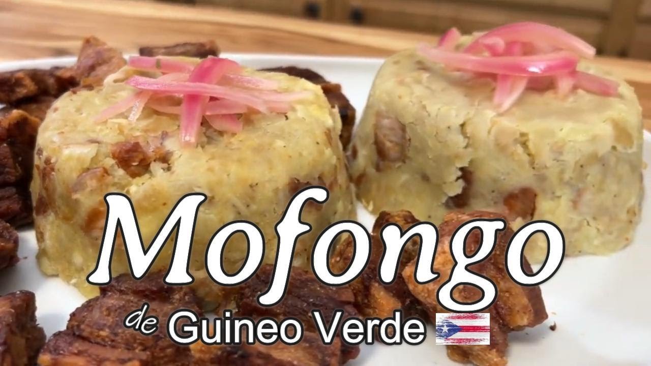 Mofongo Puertorriqueño de Guineo Verde I chicharrones de cerdo en Airfryer paso a paso