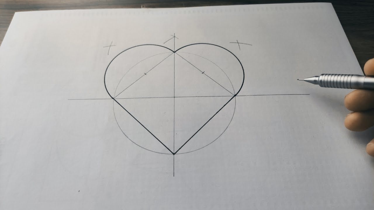 Simple Heart Draw - How to Draw Heart -  Geometry Art