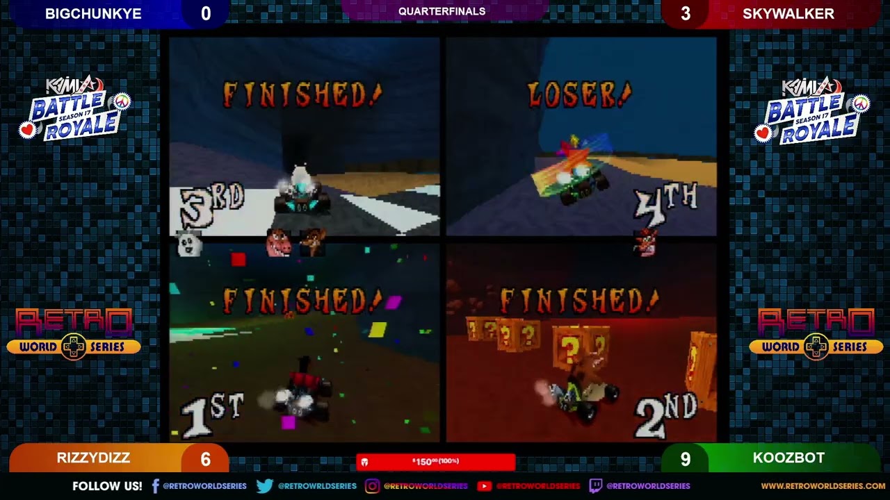 BigChunkyE vs Skywalker vs RizzyDizz vs Koozbot (Quarterfinals) - Crash Team Racing - Kami-Con 2026
