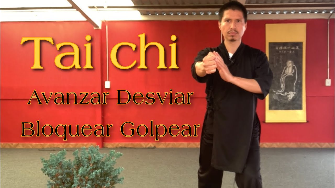 Avanzar, desviar, bloquear y golpear. Tai chi.