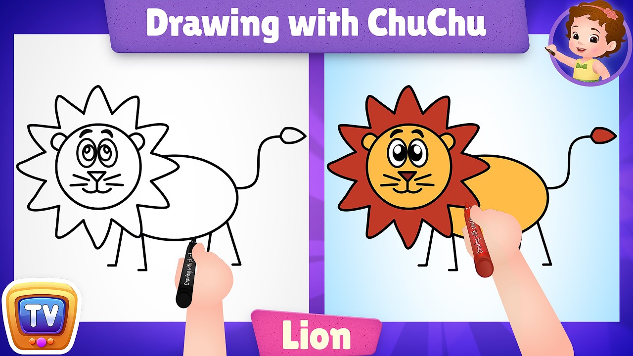 How to Draw a Lion? - Drawing with ChuChu - ChuChu TV Drawing for Kids Easy Step by Step