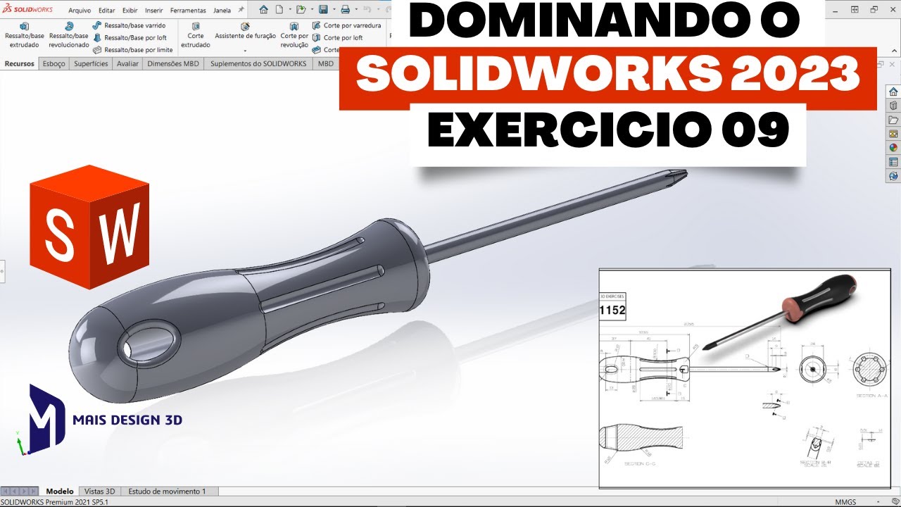 APRENDA SOLIDWORKS EM 2023 | EXERCICIO 09