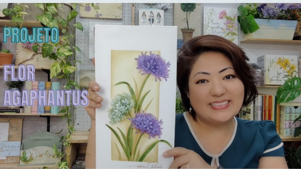 Pintando Flor Agaphantus com Acrílica Arts Corfix,  por Mayumi Takushi