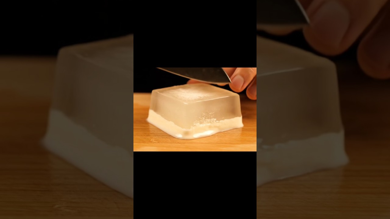 Jelly glass vanilla ice-cream block #asmr #8kasmr #satisfyingvideo #relaxing