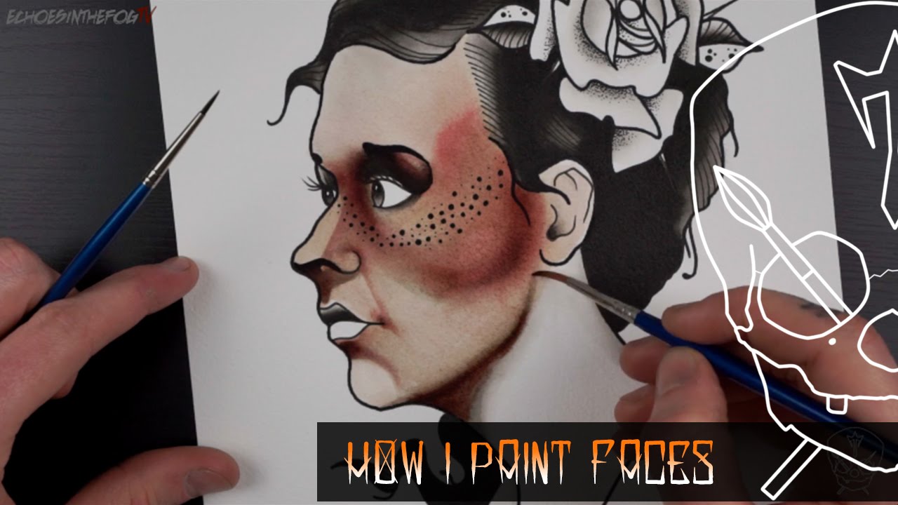 How To Paint Faces Skin Tones Watercolour lnks Tattoo Flash Design Illustration Tutorial