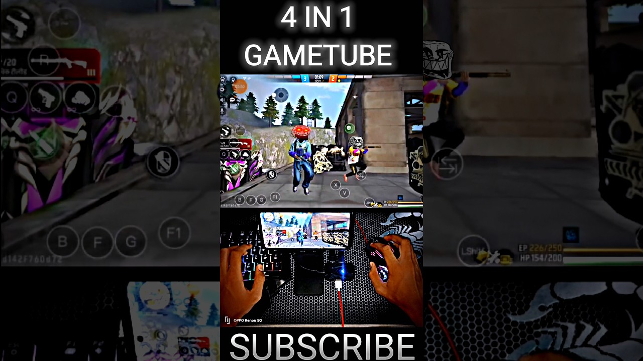 free fire troll fac ☠️ 4in1 geming combo with gameplay with mobile 📲 and ⌨️ and mouse 🖱️ 10.k views