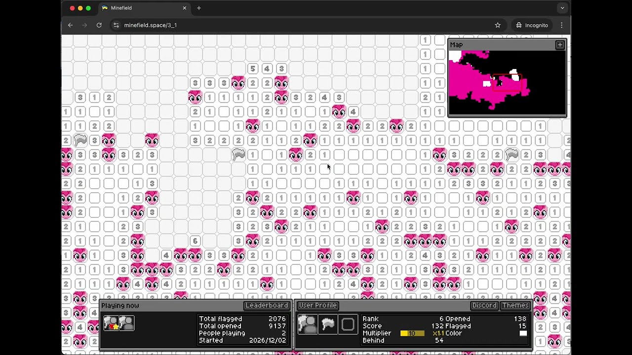Minefield, infinite multiplayer minesweeper