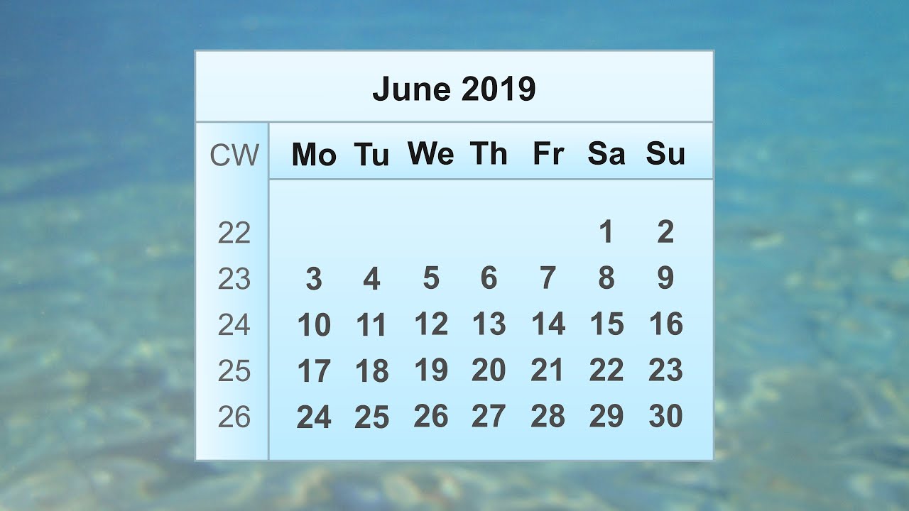 June 2019 Calendar