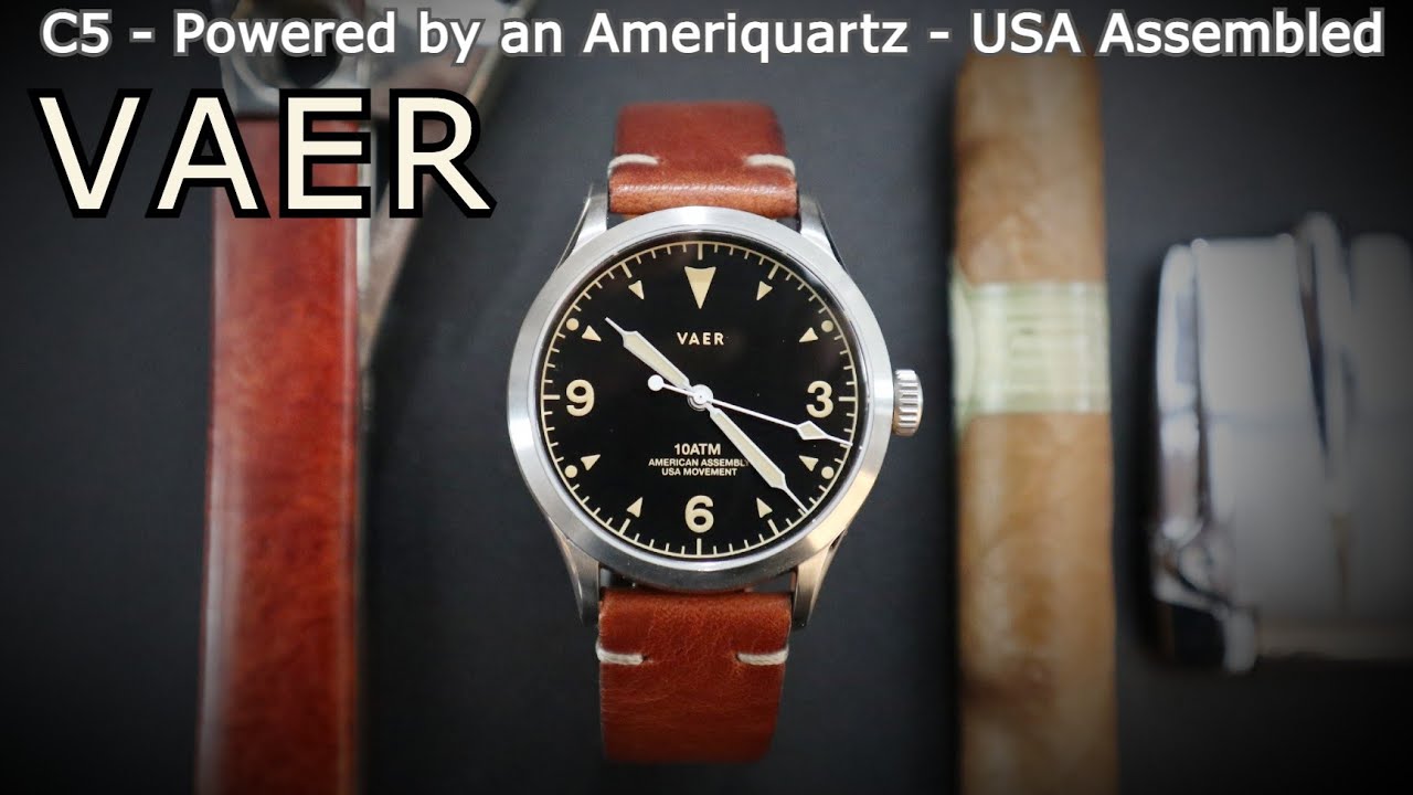 VAER C5 Tradition Black USA Ameriquartz Quartz American Assembled Field Watch 40mm Military Inspired