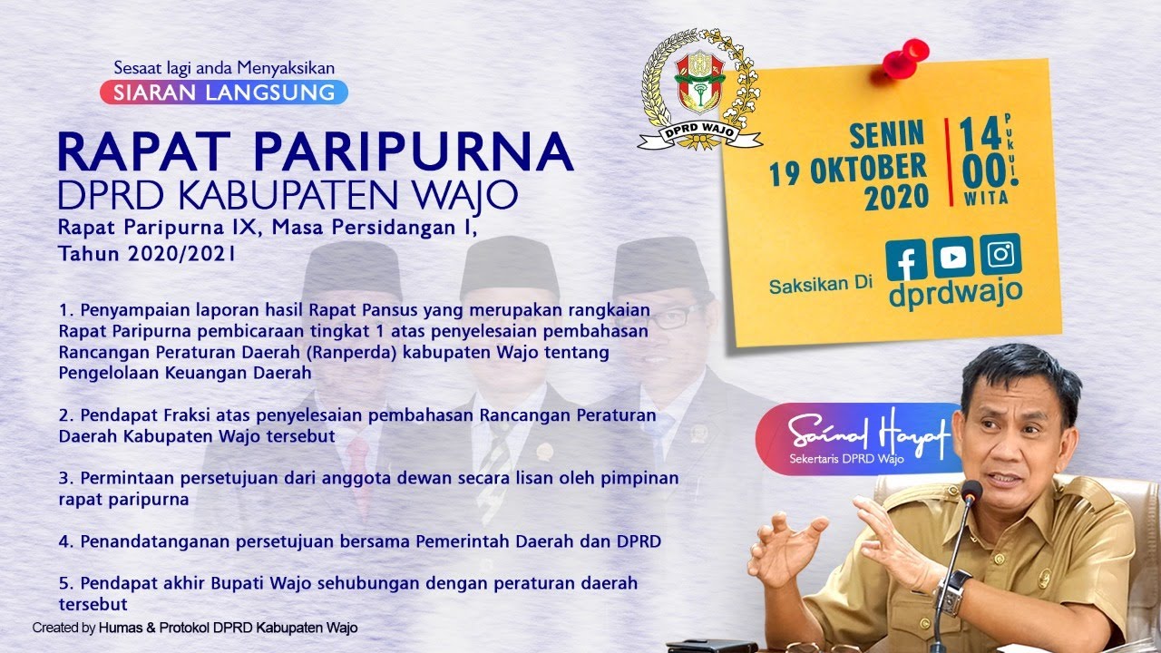 (🔴LIVE ) LAPORAN PANSUS RANPERDA DAN PENDAPAT FRAKSI