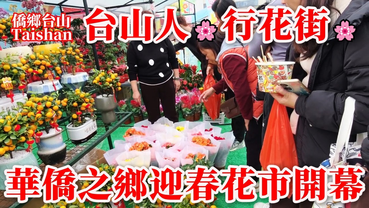 台山花市 台山人行花街 华侨之乡迎春花市开张