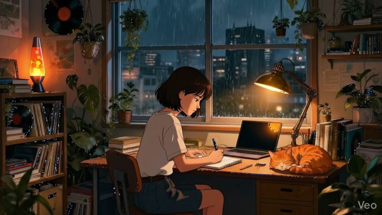 Cozy Rainy Night 🌙  Soft Piano Lo Fi for Study