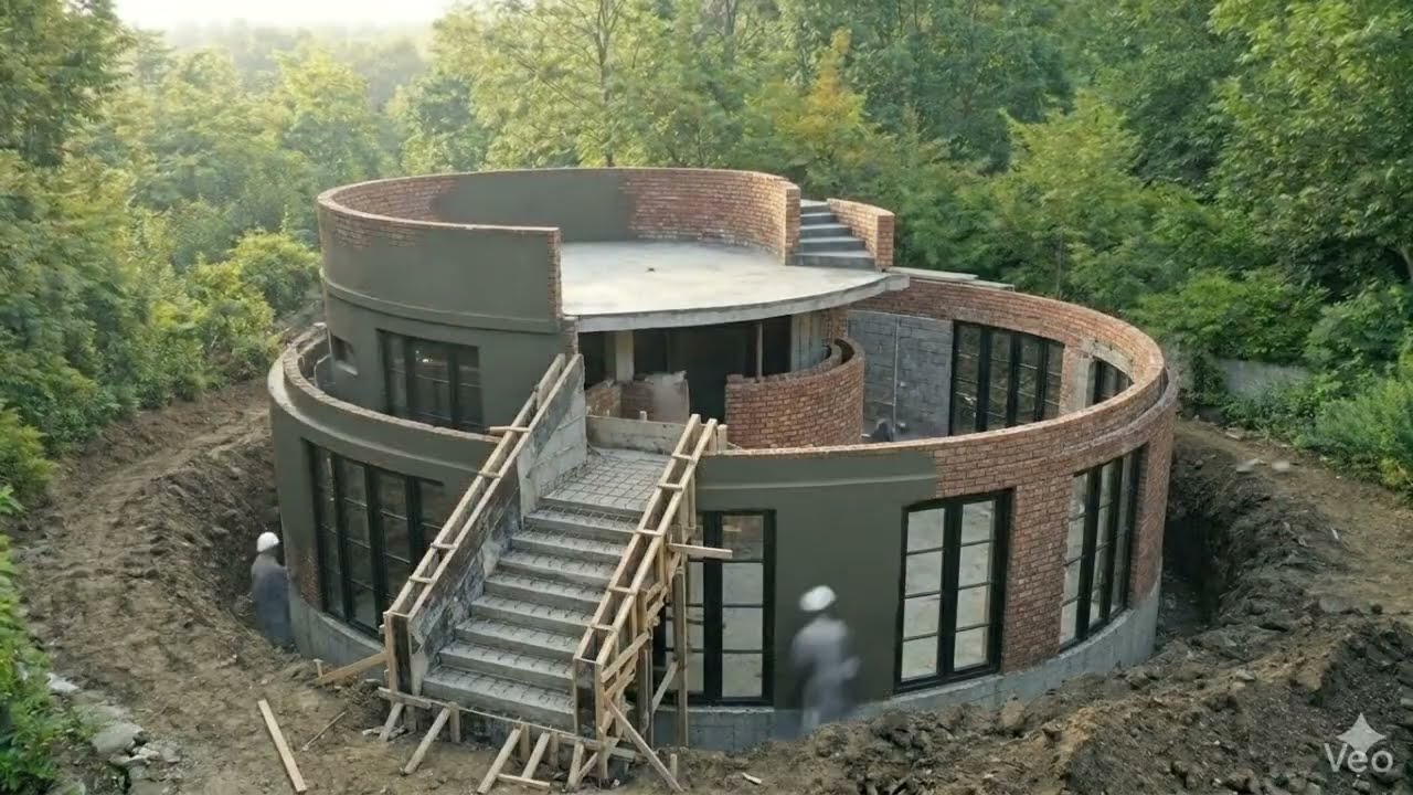 “Curved Modern House Construction Timelapse – Step by Step Building Process”