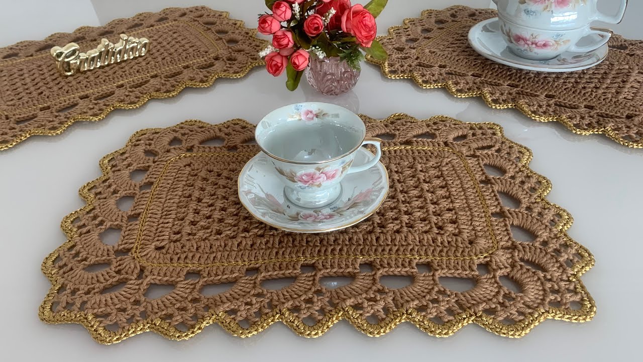 Video Lesson: Rectangular Crochet Sousplat, Solar Magic. Complete step-by-step guide.