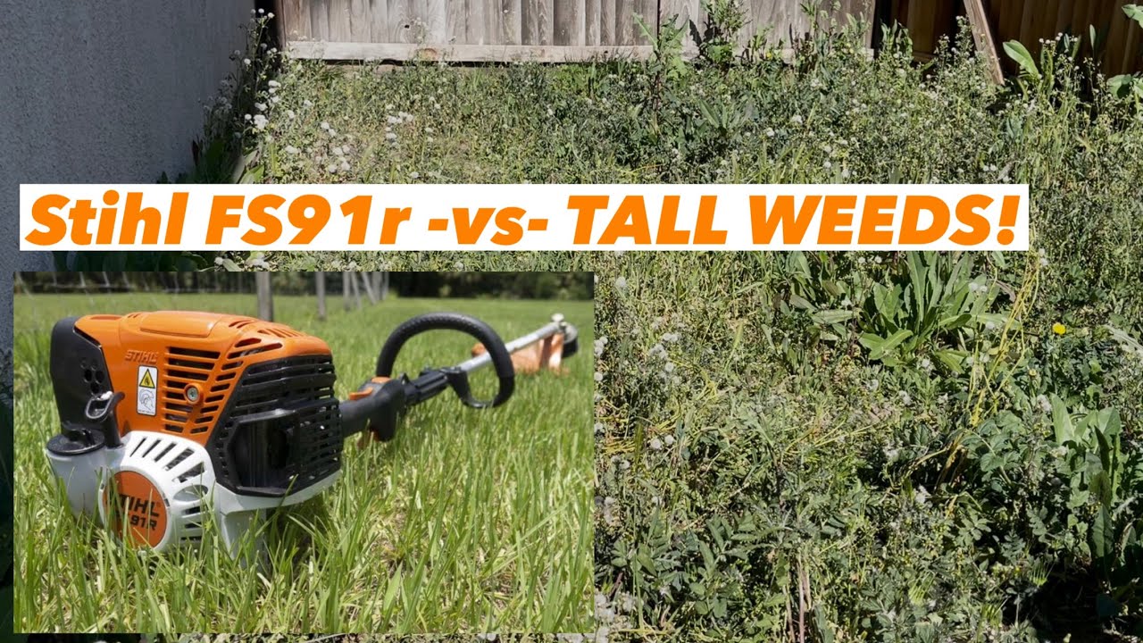 Stihl FS91r - VS - Overgrown Weeds!!! (Real Time) [RAW Audio]
