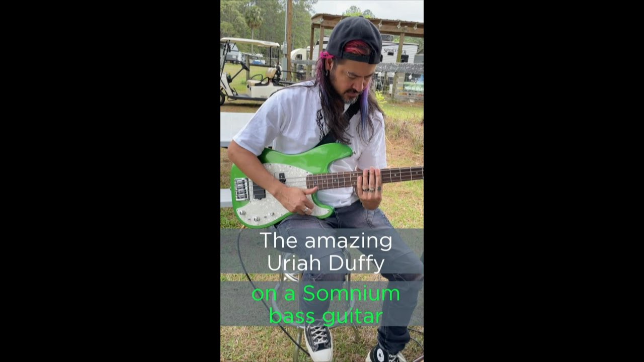 Flying fingers bass . . . the amazing Uriah Duffy on a Somnium bass guitar!