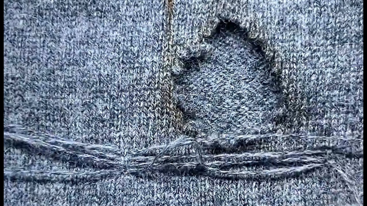 Darning a large hole in a sweater