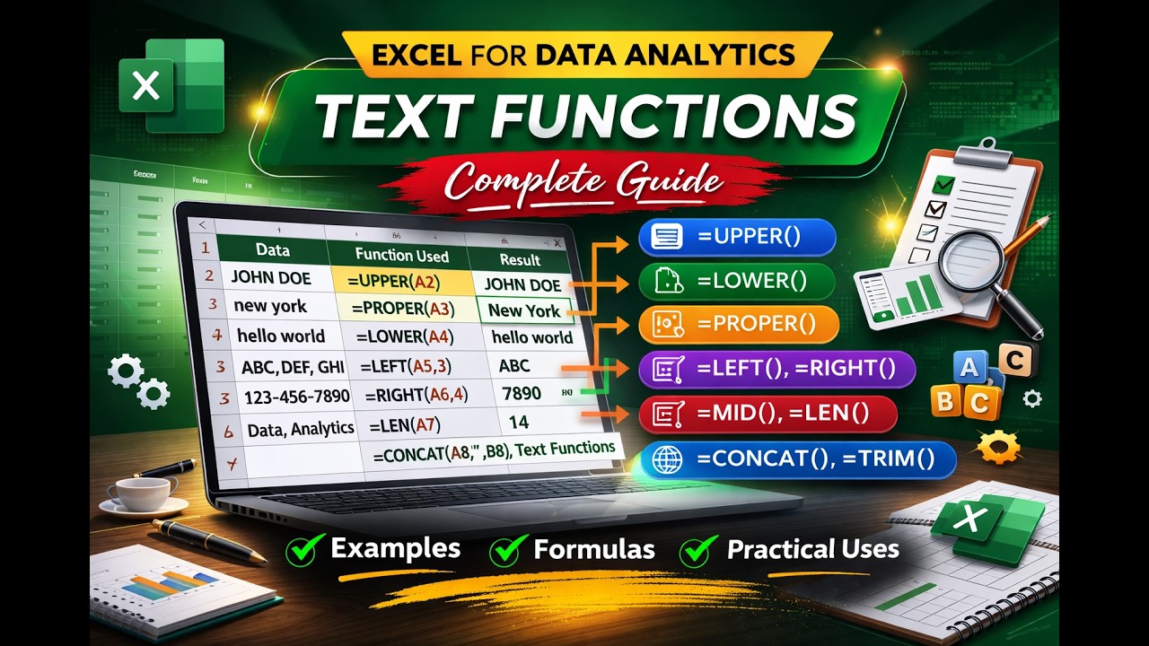 Text Functions in Excel | Data Analytics Based Functions | Excel Functions
