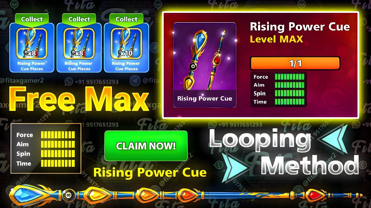Rising Power Cue Max Trick ❤‍🔥 8 ball pool rising power cue max trick 💲 free rising power cue max