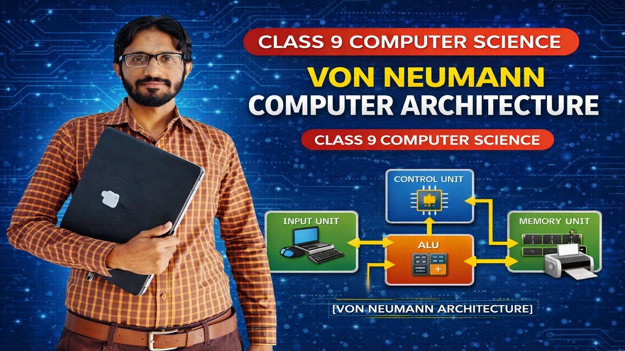 Lec-1.6: Von Neumann Computer Architecture | Class 9 Computer Science | CPU, Memory & I/O Explained