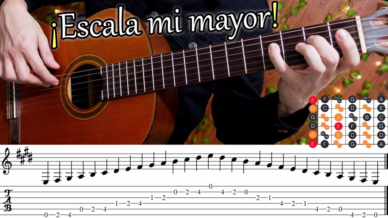Como tocar: Escala Mi mayor - Tablatura con partitura🧐 - ✨Tutorial guitarra✨