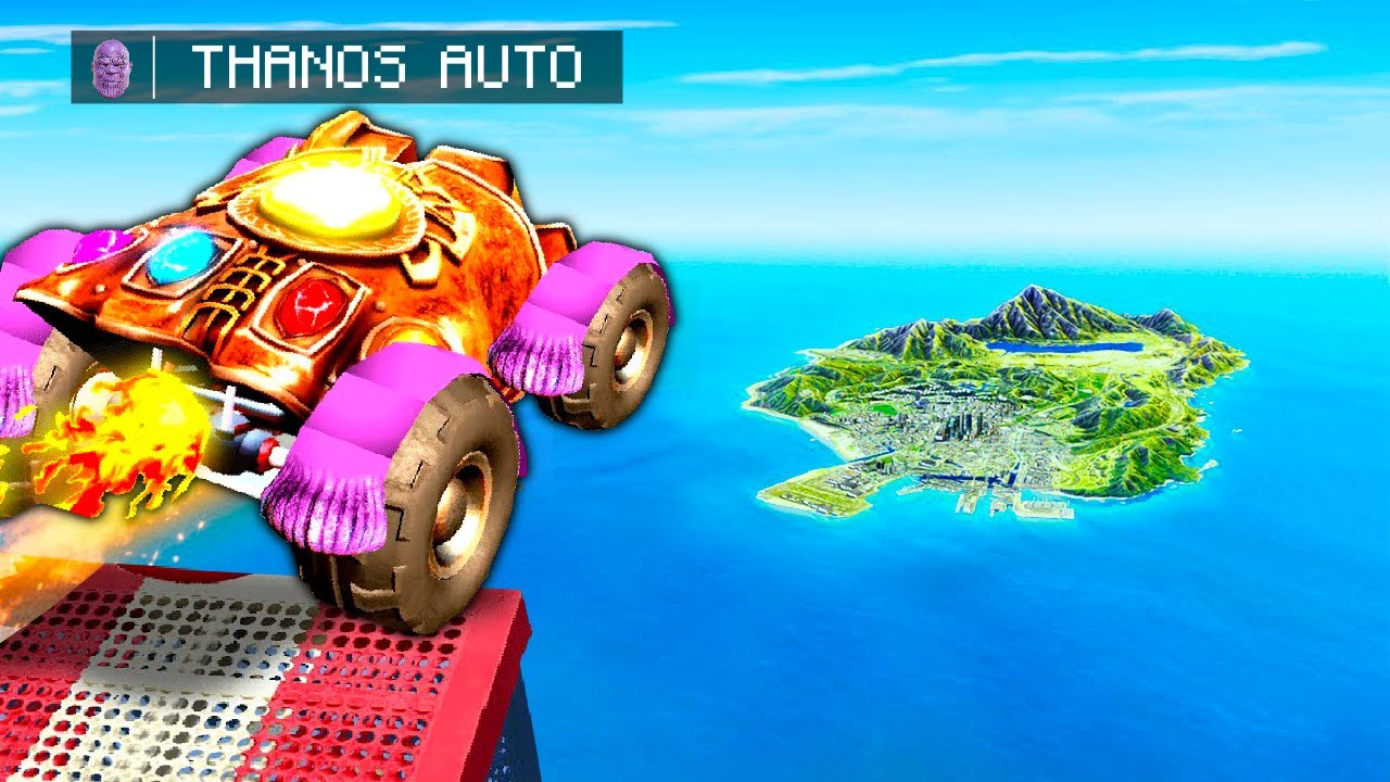Skáču THANOS AUTAMA přes celou mapu v GTA 5!
