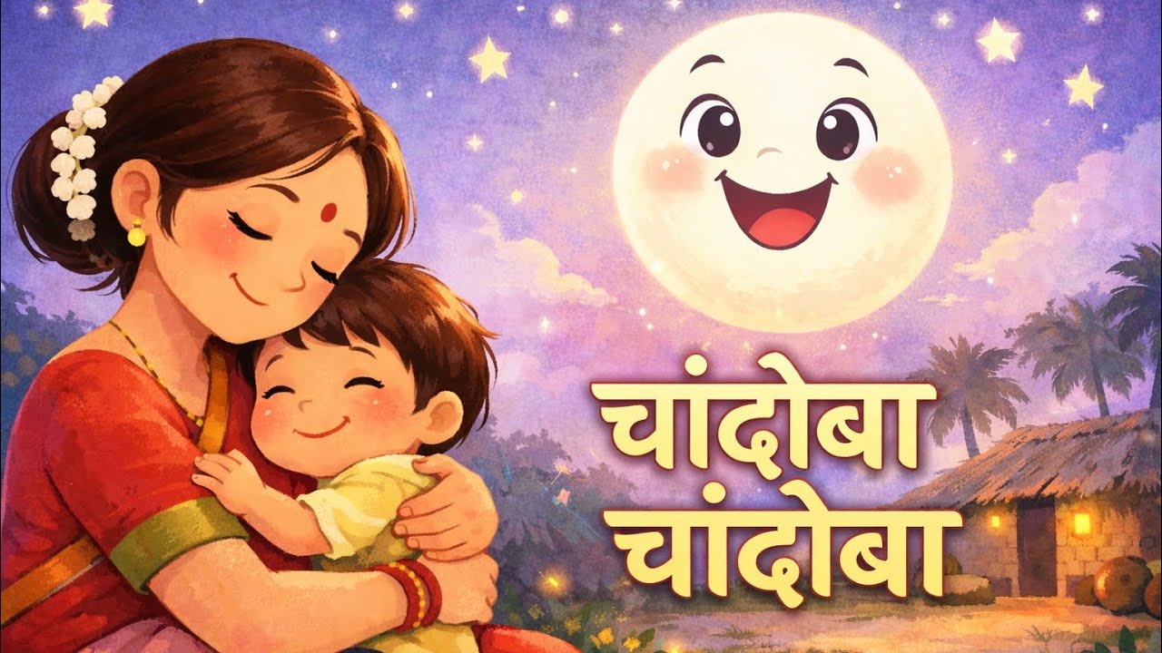 Chandoba Chandoba Bhaglas Ka  | मराठी  बालगीत | Marathi Kids Rhyme | चांदोबा चांदोबा भागलास का 