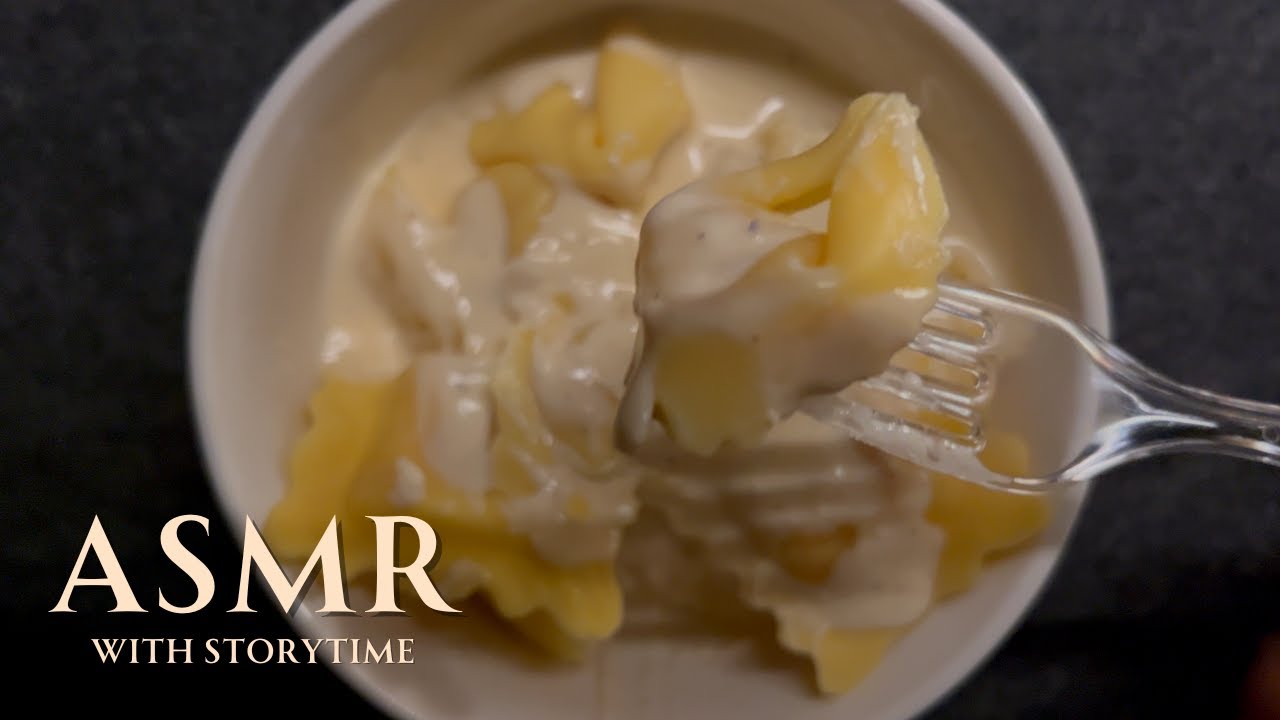 ASMR RAVIOLI ALFREDO MUKBANG EATING SOUNDS (ASMR EATING SOUNDS)