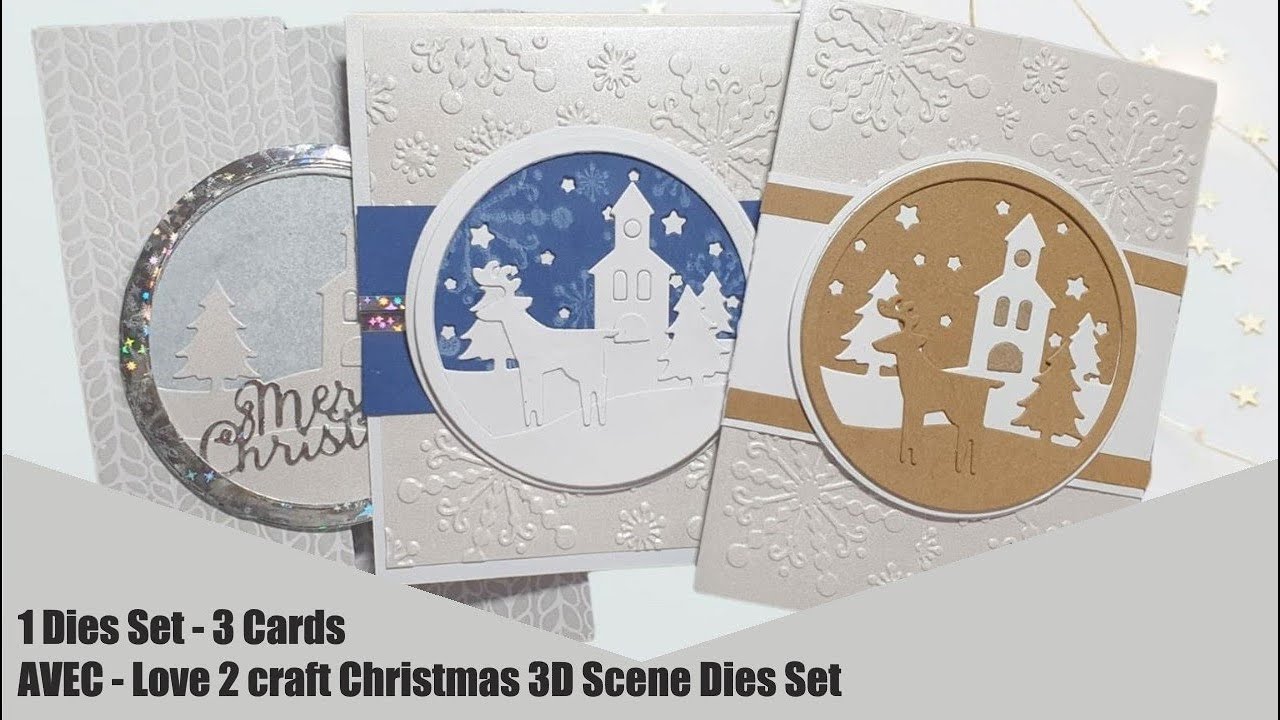 🎄💒🦌1 Dies Set-3 Cards -  Avec-Love2Craft Christmas Scene Dies Set || 12 Days of Christmas