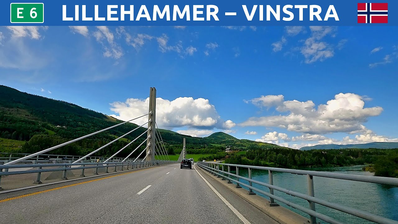 Driving in Norway. A route from Lillehammer towards Trondheim. 4K