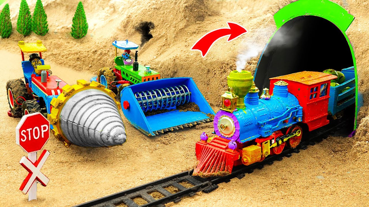 Diy tractor making Drilling machine to build tunnel for train science project |@DIYTractorStory​