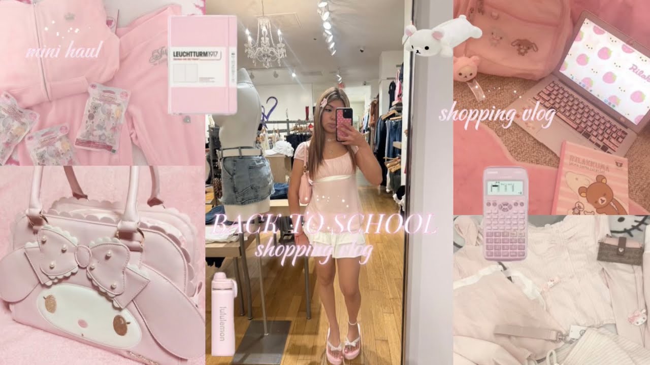 BACK TO SCHOOL SHOPPING🎀 | girly, pink supplies, whats in my bag, preparing for senior year 🎧