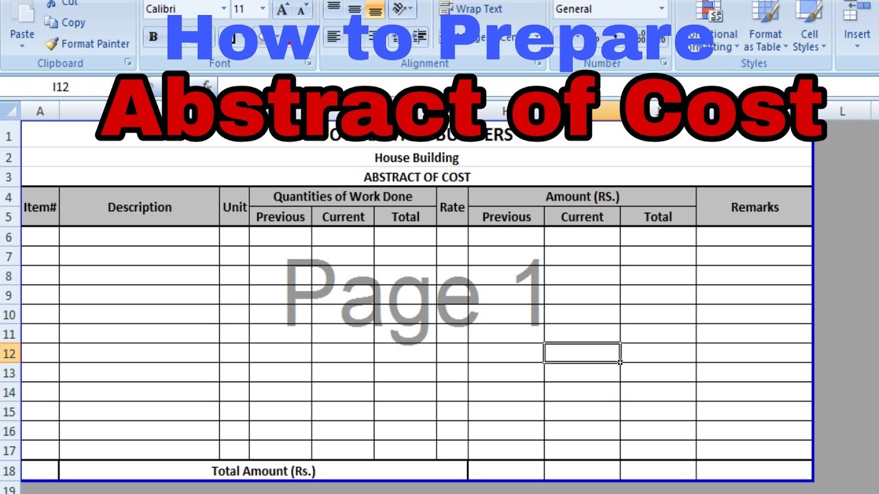 How to prepare Abstract of Cost