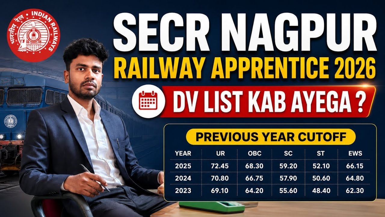 SECR Nagpur Apprentice 2026 DV Date 🔥 | Merit List & Cut Off Kab Aayegi? | Latest Update