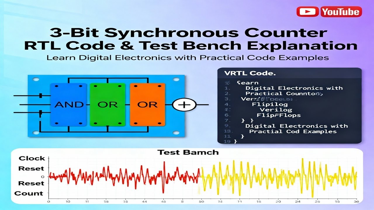 Design of 3-Bit Synchronous Counter | Verilog RTL Code and Test Bench Explanation