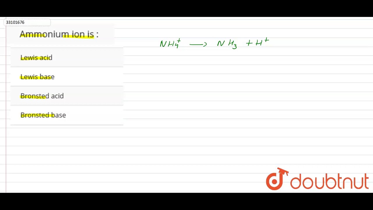 Ammonium ion is :