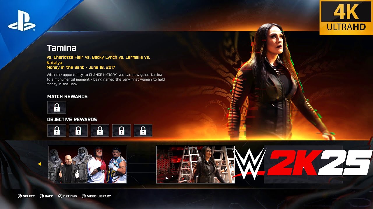 WWE 2K25 Showcase Match Tamina Charlotte Becky Carmella Natalya Money in the Bank Ladder Match.