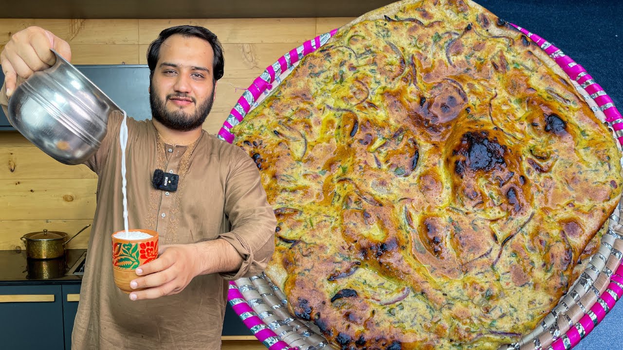Desi Lunch - Pyaz Besan wali Roti and Adh-rirka (khatti lassi)