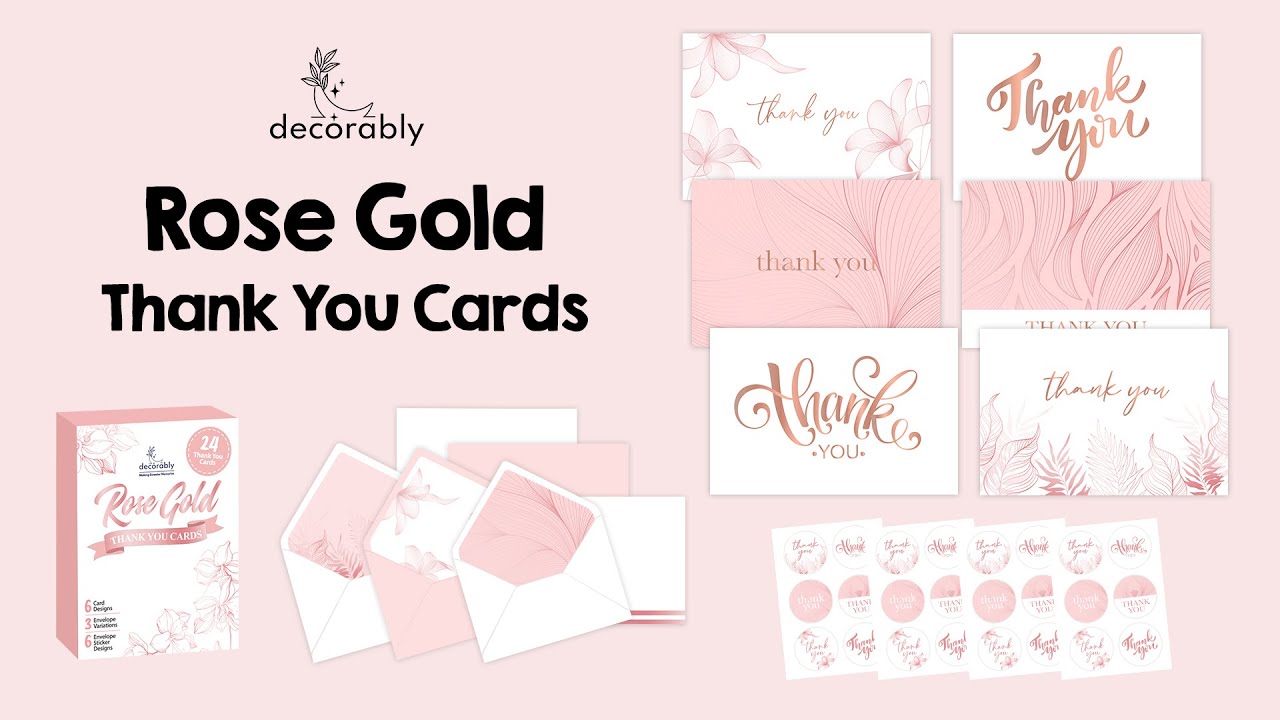 🌸 Elegant Rose Gold Foil Thank You Cards | Pink Envelopes & Notes Set 💌