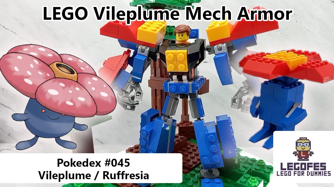 LEGO POKEMON MECH - Pokedex 045 Vileplume / Ruffresia (Tutorial Build & Armor Robot Mode)