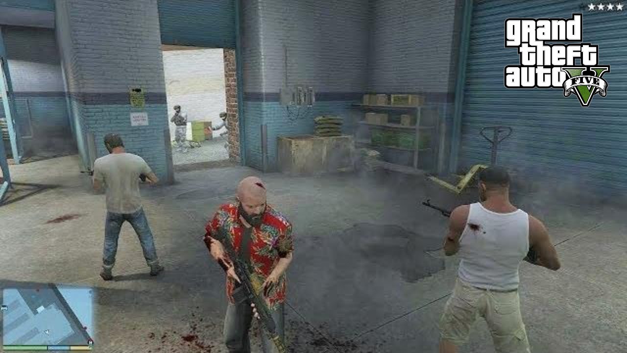 GTA 5 - Franklin, Michael and Trevor's Five Star Escape From CLUCKING BELL FARMS # 93