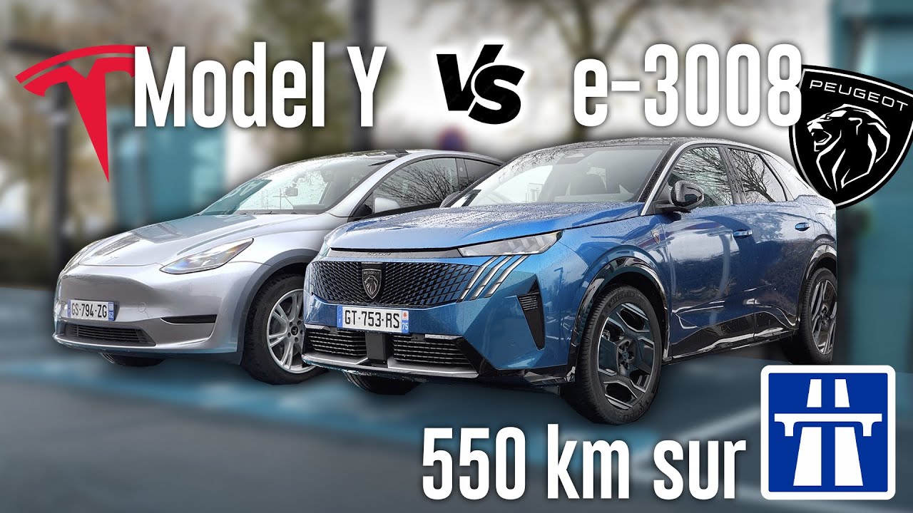 Duel - Peugeot e-3008 VS Tesla Model Y - QUI VA ARRIVER EN PREMIER ?