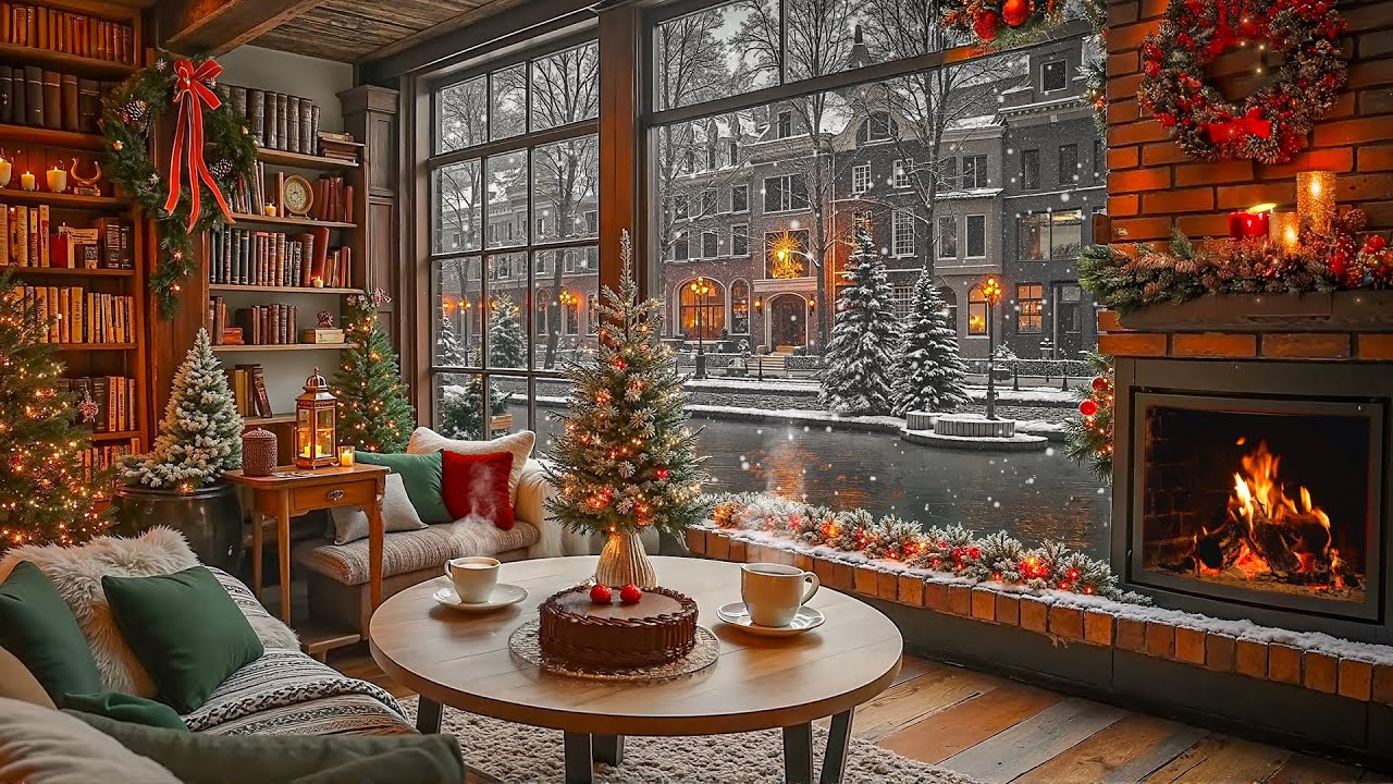December Winter Caf&eacute; Jazz & Christmas Ambience ❄️ Soft Jazz Music & Fireplace for Read & Relax