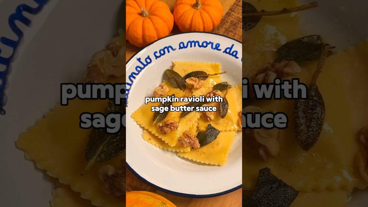 Cozy Fall Dish: Pumpkin Ravioli With Sage Butter Sauce #ravioli #recipe #pumpkinrecipe #italianfood
