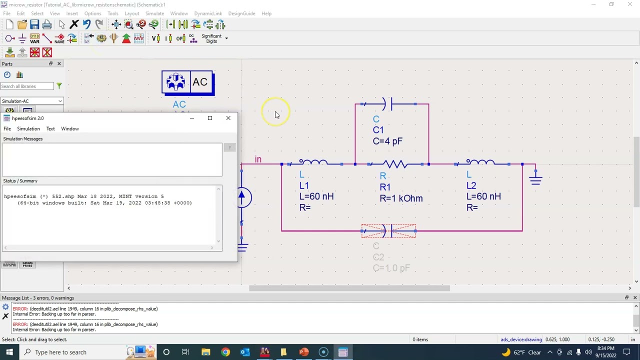 AC Simulation in Advanced Design System (ADS)