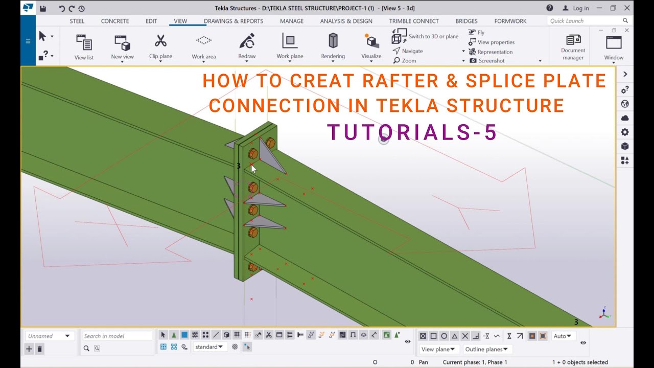 LESSON -05 | PROJECT- 01  | HOW TO CREAT RAFTER & SPLICE PLATE CONNECTION IN TEKLA STRUCTURE-2020