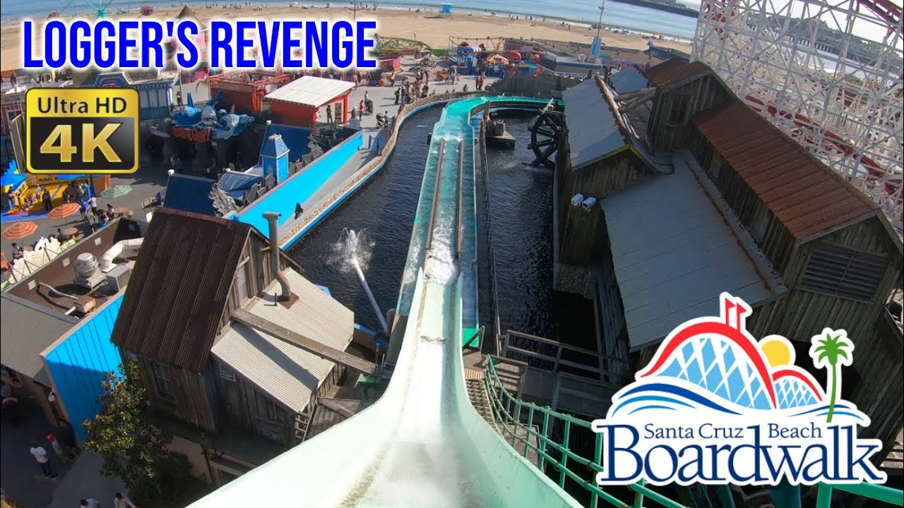 2022 Logger's Revenge Log Flume On Ride Ultra HD 4K POV Santa Cruz Beach Boardwalk