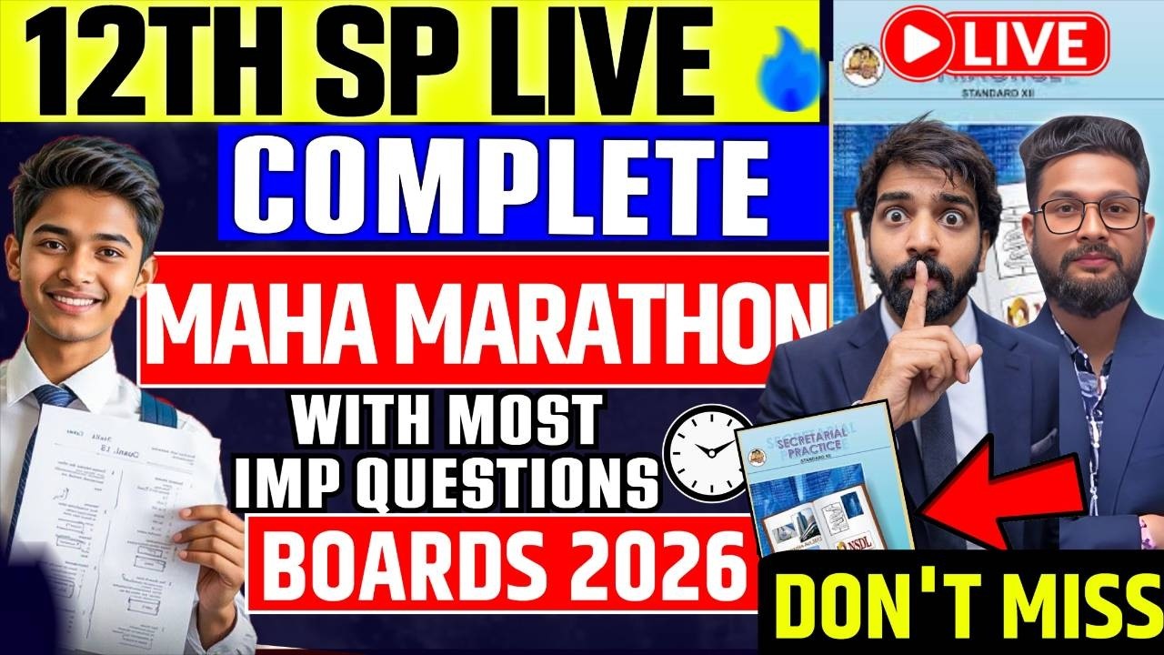 LIVE🔴12TH SP COMPLETE MAHA MARATHON WITH IMP QUESTIONS | 12TH SP BOARD EXAM 2026 | JR COLLEGE |