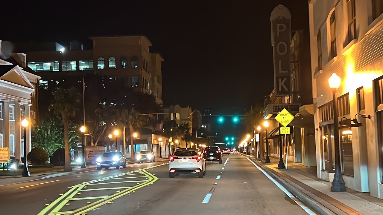 Lakeland Florida Streets At Night (Polk County)