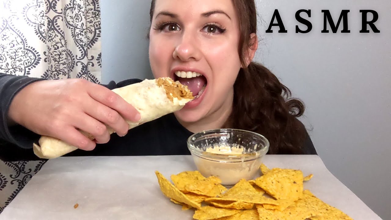 ASMR CHICKEN BURRITO AND CHIPS & CHEESE MUKBANG 먹방 | Eating Sounds *No Talking | Ceallen Eats